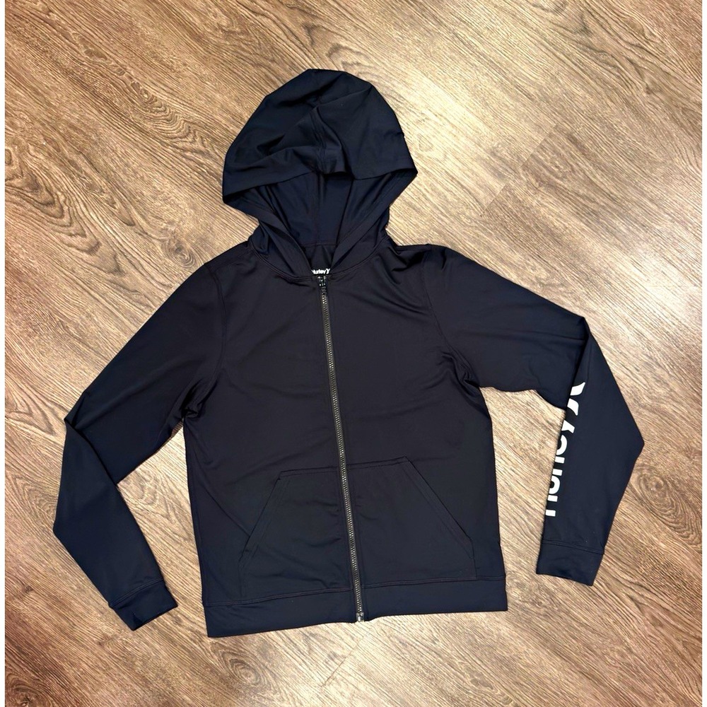 Hurley Women's M Black Full Zip Hooded Hoodie UPF 50+ Long Sleeve